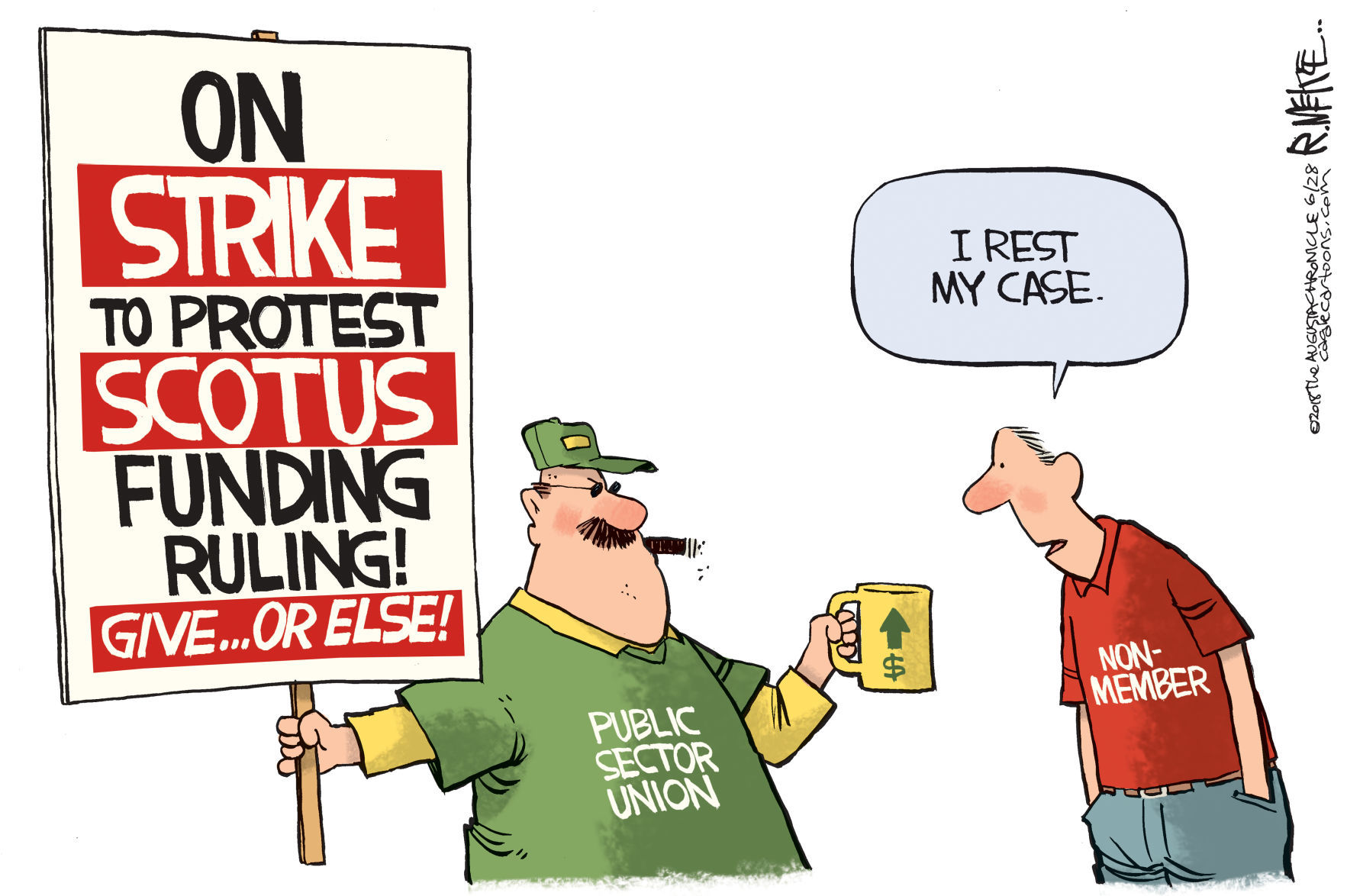 SCOTUS Union Ruling by Rick McKee, The Augusta Chronicle